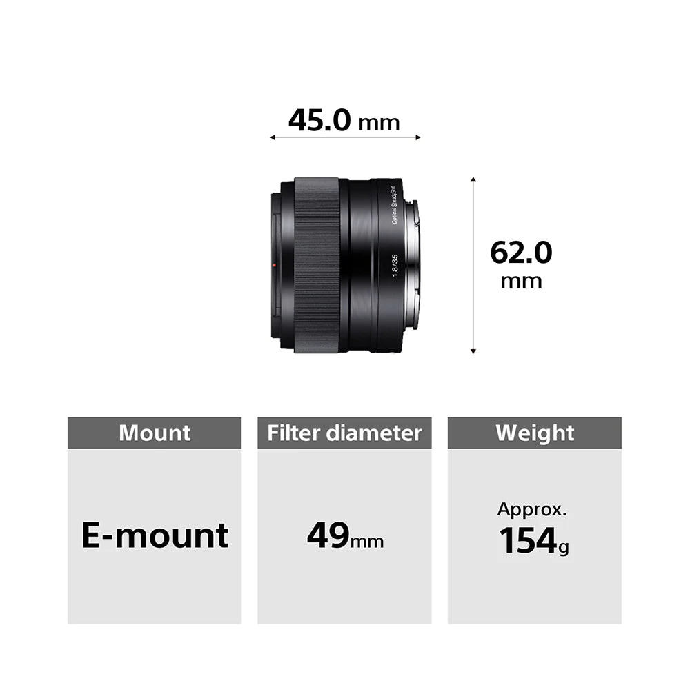 Sony E 35mm F1.8 OSS (SEL35F18) E-Mount APS-C, Standard Prime Lens