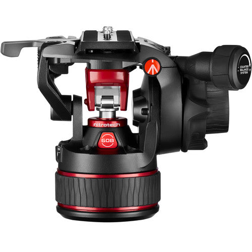 Manfrotto 608 Nitrotech Fluid Video Head and Aluminum Twin Leg Tripod with Middle Spreader