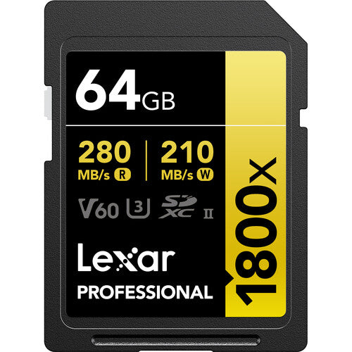 Lexar 64GB Professional 1800x UHS-II SDXC Memory Card