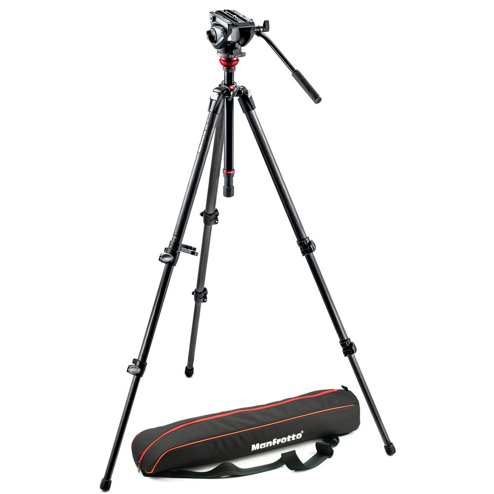Manfrotto MVH500AH Fluid Head & 755CX3 MagFibre Tripod with Carrying Bag