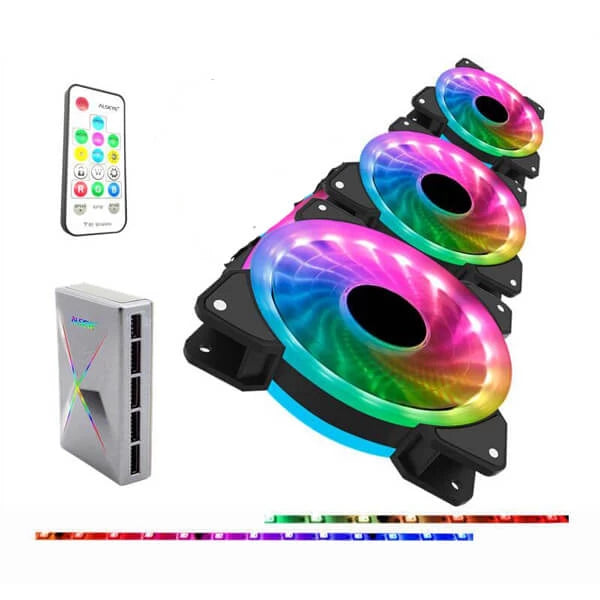 Alseye CRLS-300DS Black 120mm RGB Cabinet Fan With 2 LED Strips And Remote Controller