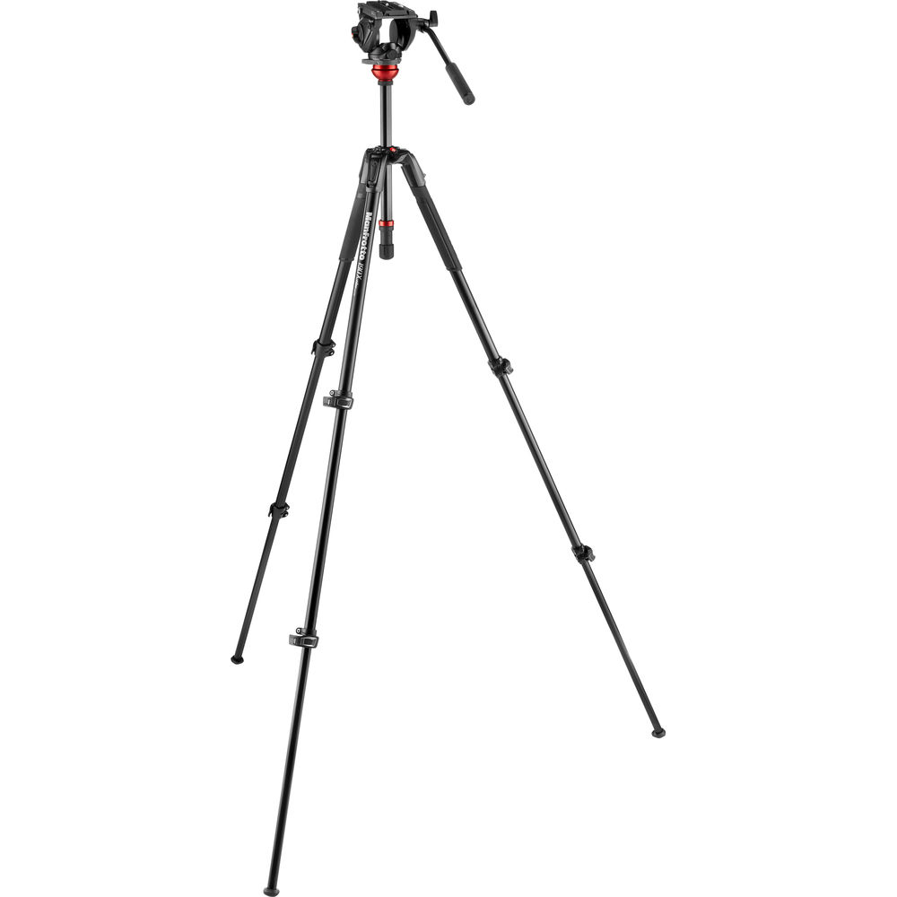 Manfrotto 500 Fluid Video Head with 190X Video Aluminum Tripod & Leveling Column Kit