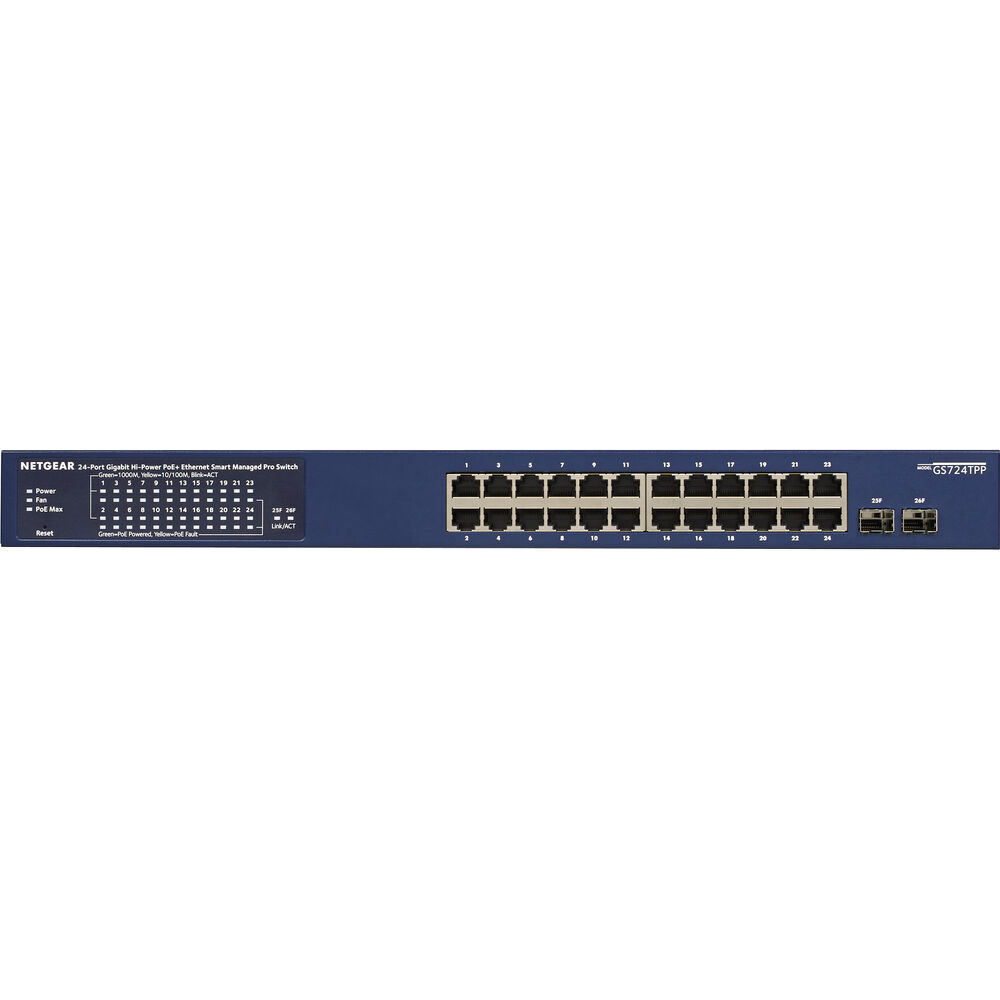 Netgear GS724TPP 24-Port Gigabit Ethernet PoE+ Smart Switch with optional Remote/Cloud Management