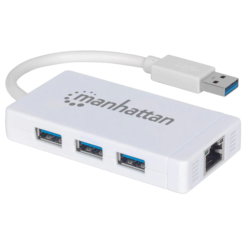Manhattan 3-Port USB 3.0 Type-A Hub with Gigabit Ethernet Adapter