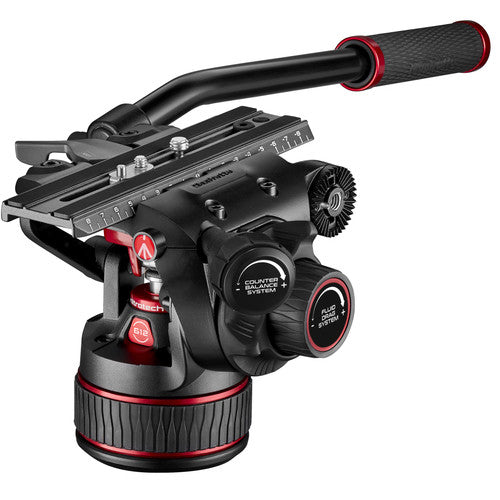 Manfrotto 612 Nitrotech Fluid Video Head and Carbon Fiber Twin Leg Tripod with Middle Spreader