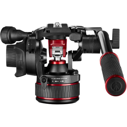 Manfrotto 608 Nitrotech Fluid Video Head and Aluminum Twin Leg Tripod with Middle Spreader