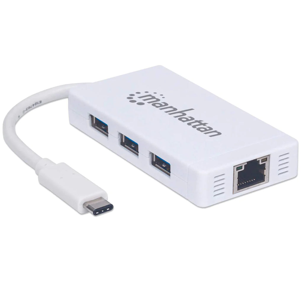 Manhattan Type-C to 3-Port USB 3.0 Hub with Gigabit Network Adapter