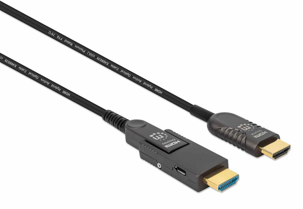 Manhattan Plenum-Rated High-Speed HDMI Active Optical Cable with Detachable Connector, 20 Meter