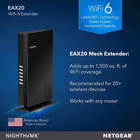 Netgear EAX20 4-Stream WiFi 6 Mesh Extender - AX1800