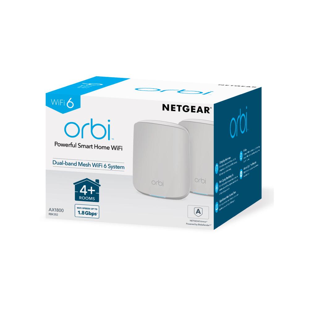 Netgear Orbi RBK352 Wifi 6 Dual-Band Mesh System (AX1800) NETGEAR