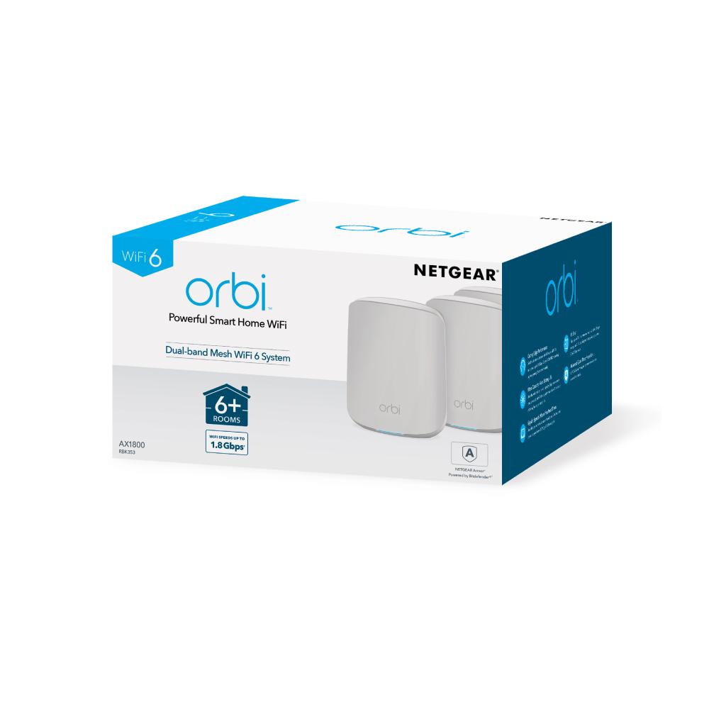Netgear Orbi RBK353 Wifi 6 Dual-Band Mesh System (AX1800) NETGEAR