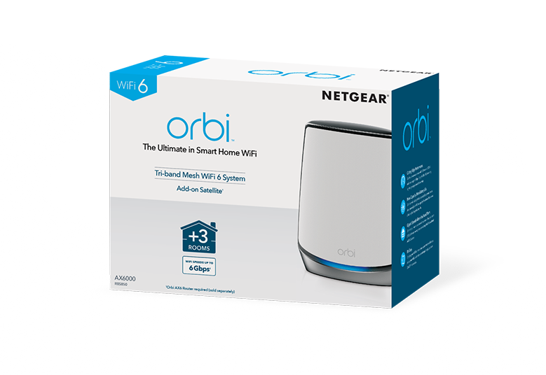 Netgear Orbi Tri-Band RBS850 - AX6000 WiFi 6 add-on Satellite NETGEAR