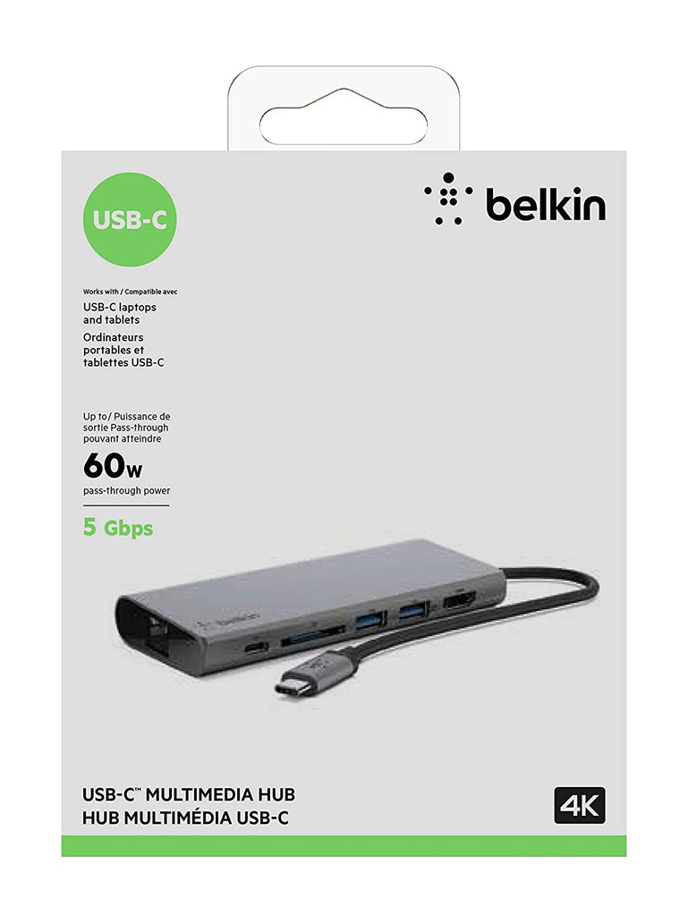 Belkin USB-C Multimedia Hub with USB-C Cable (USB-C Dock for Mac OS and Windows USB-C Laptops)